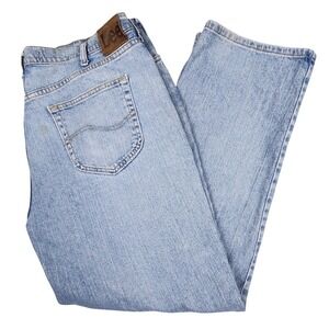 Lee Relaxed Fit Jeans Mens 42x29 Blue Light Wash Denim Stretch Workwear Dadcore